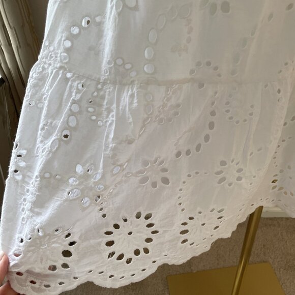 Valentina Naldi Eyelet Baby Doll Dress Size L White Tiered Italy Y2K Cottagecore - Picture 4 of 11